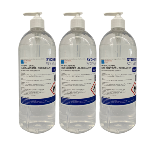 Bubblegum Antibacterial Instant Hand Sanitiser Gel 3 x 1 Litre Pack