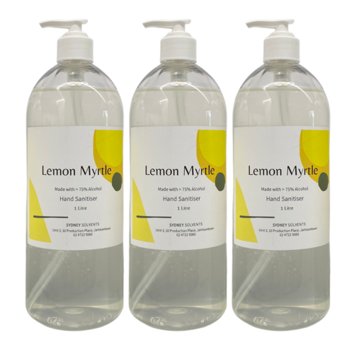 Lemon Myrtle Antibacterial Instant Hand Sanitiser Gel 3 x 1 Litre Pack 