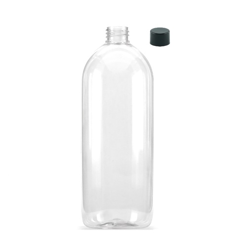 1L Plastic Bottle with Cap - Clear