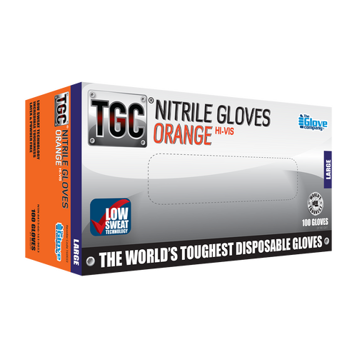 Orange Nitrile Disposable Gloves Box 100 | XL